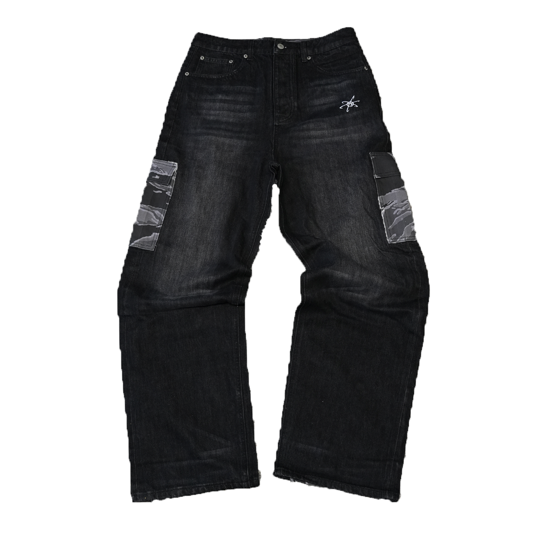 BAGGY HYBRID DENIM (BLACK / WHITE)