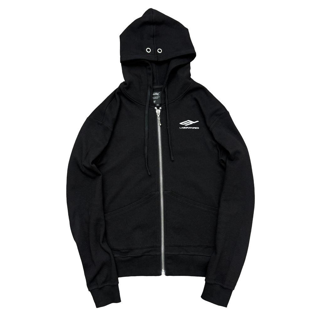 WAFFLE HOODIE (BLACK/WHITE)