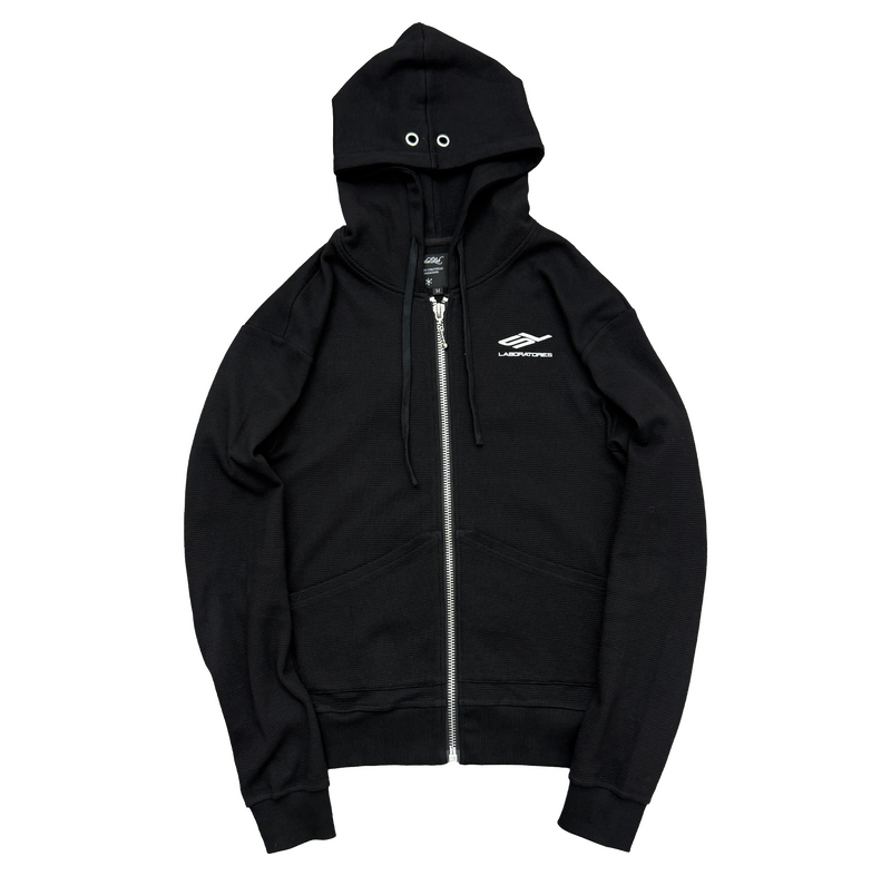 WAFFLE HOODIE (BLACK/WHITE)