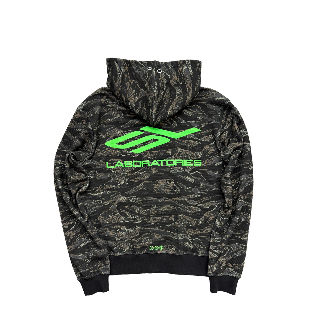 WAFFLE HOODIE (CAMO/NEON GREEN)