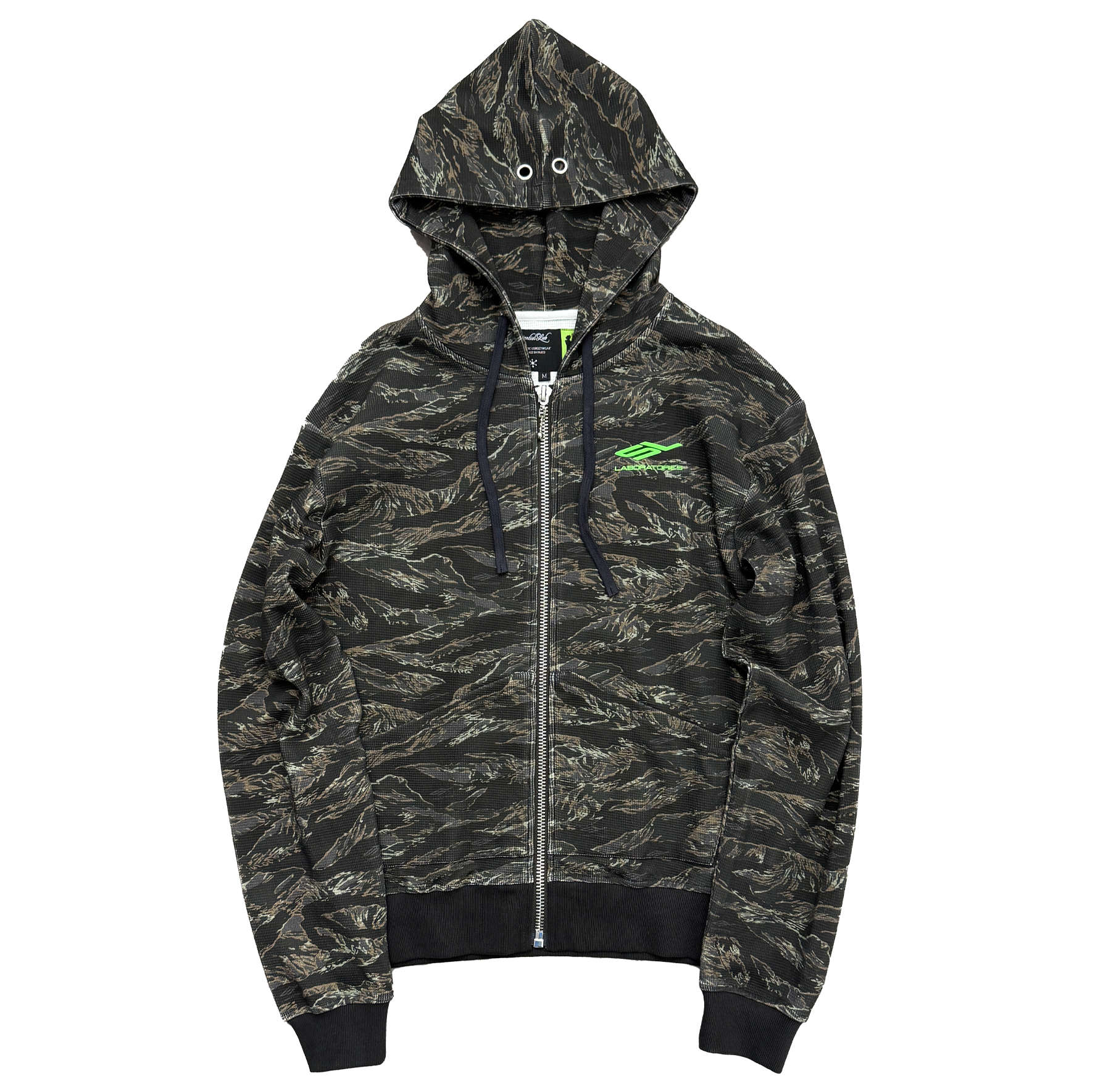 WAFFLE HOODIE (CAMO/NEON GREEN)