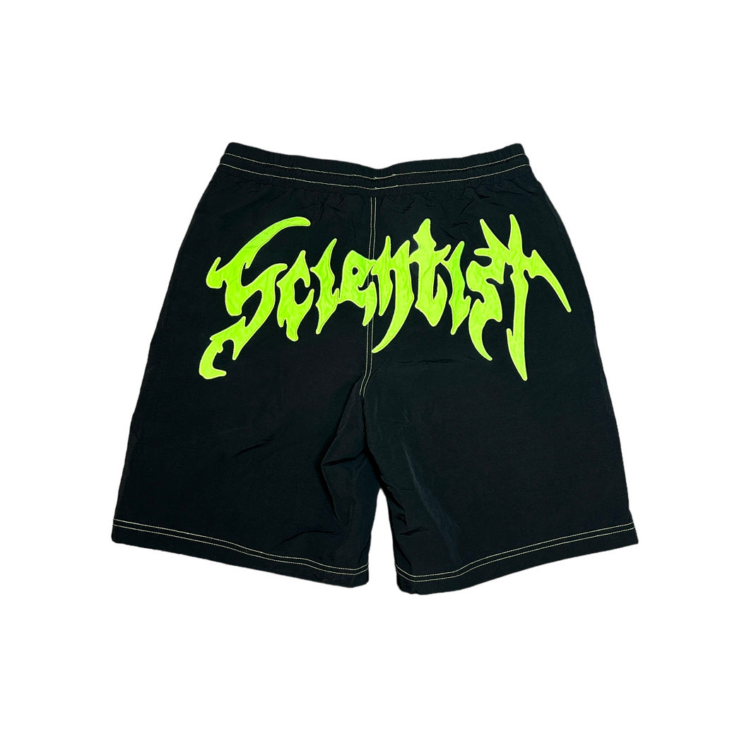 SCIENTIST SWIMMING SHORTS (BLACK/NEON GREEN)